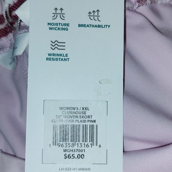 Lady Hagen Clubhouse 16" Woven golf  Skort Plaid Pink Sz XXL NWT - Picture 5 of 9